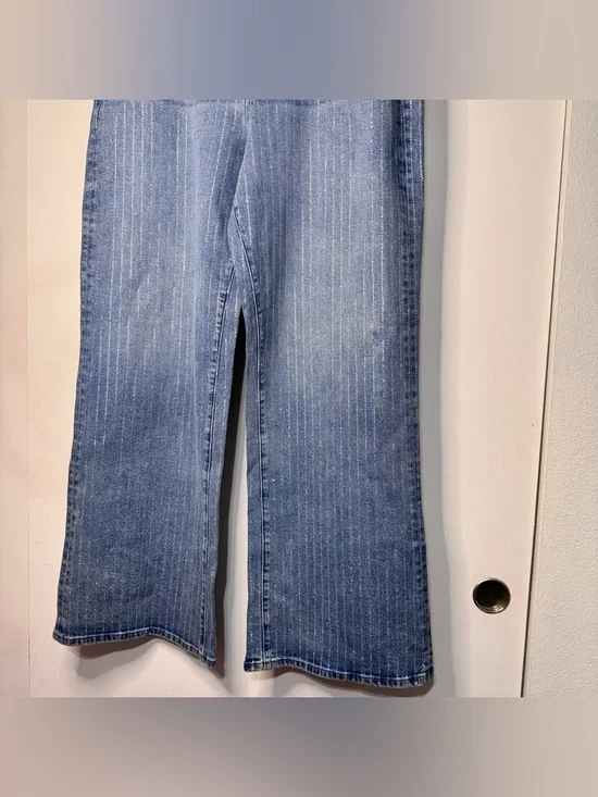 Good American Good Ease Rhinestone Relaxed Jeans Wide Leg NEW - Picture 9 of 13